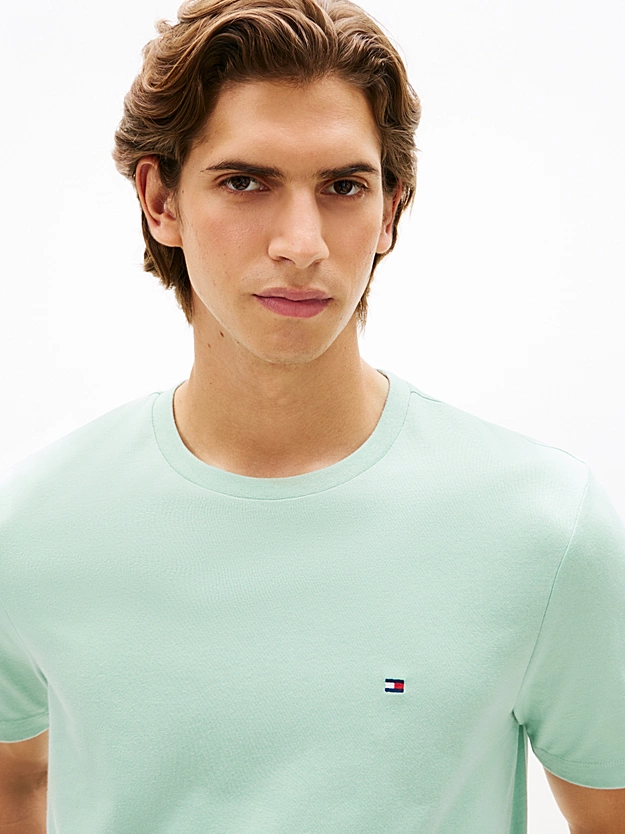 Featured image for “T-shirt à col ras-du-cou vert clair et drapeau brodé Tommy Hilfiger”