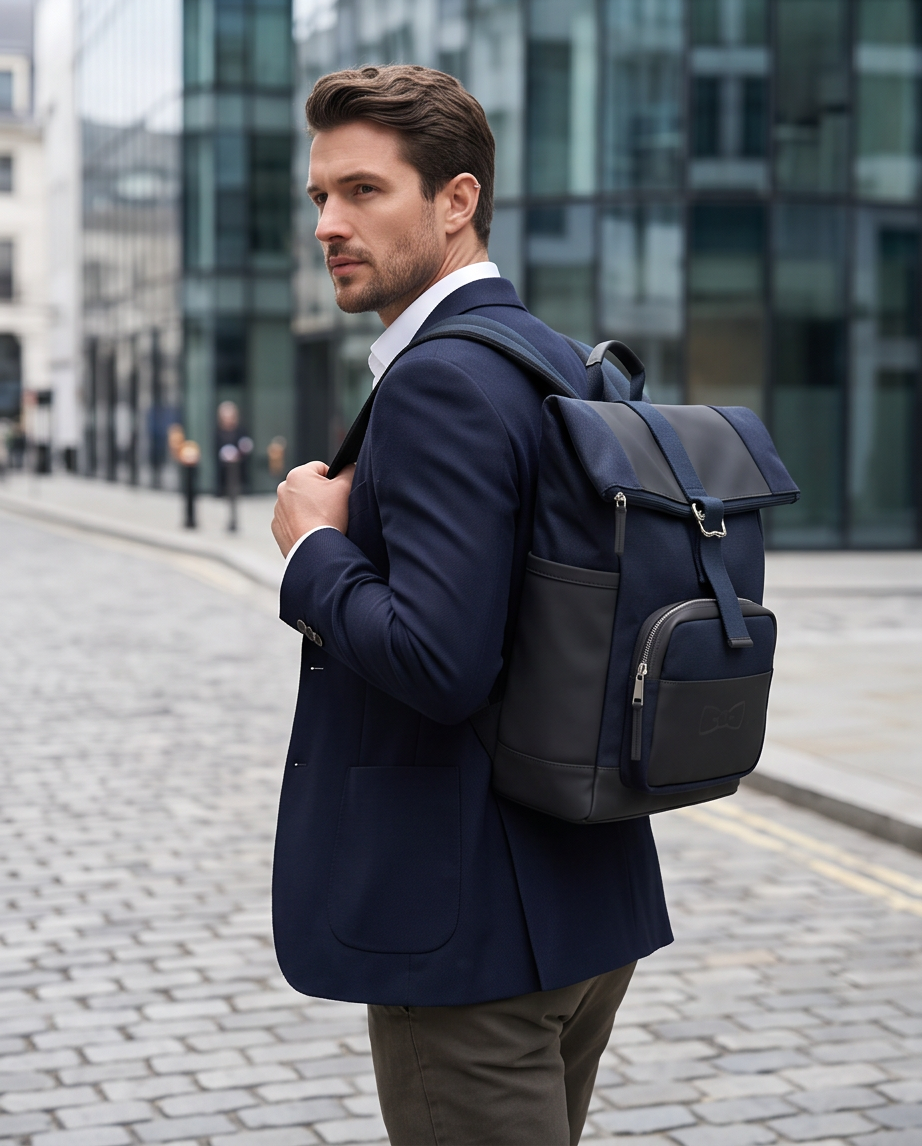 Featured image for “Sac à dos en nylon et gomme marine Eden Park”