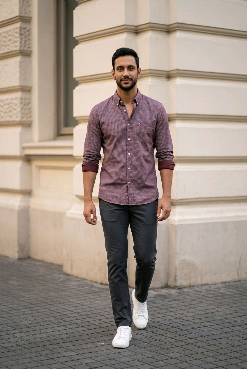 Featured image for “Chemise print bordeaux flex poplin Tommy Hilfiger”