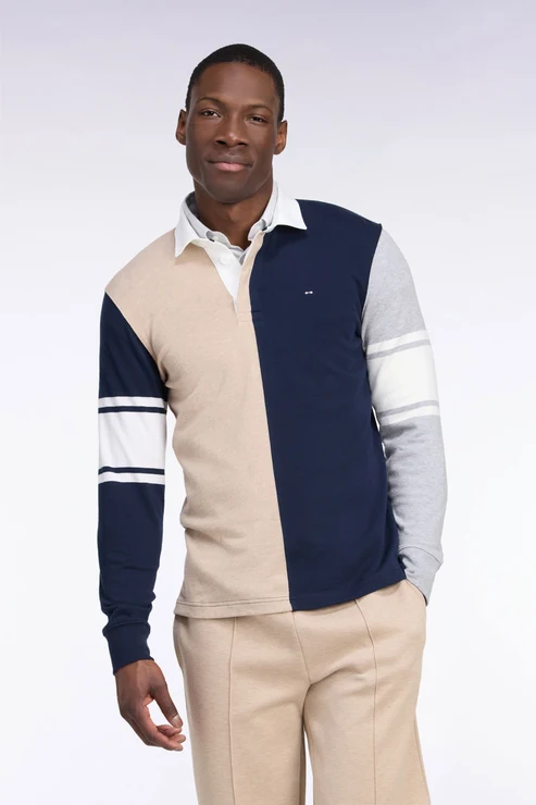 Featured image for “Maillot manches longues en jersey coton à découpe verticale beige Eden Park”