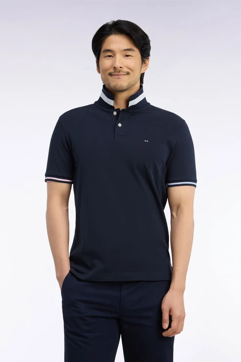 Featured image for “Polo manches courtes en coton marine coupe droite Eden Park”