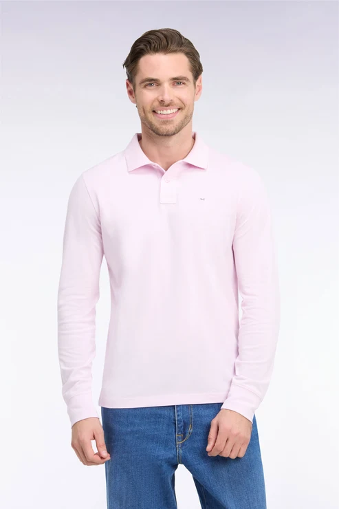 Featured image for “Polo manches longues en coton Pima rose coupe droite Eden Park”