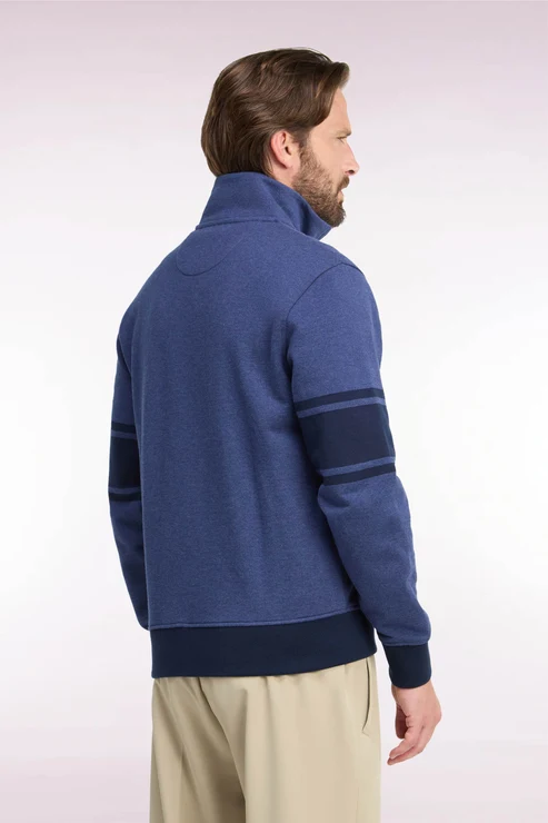 Featured image for “Sweatshirt zippé à col montant en molleton coton chiné coupe droite Eden Park”