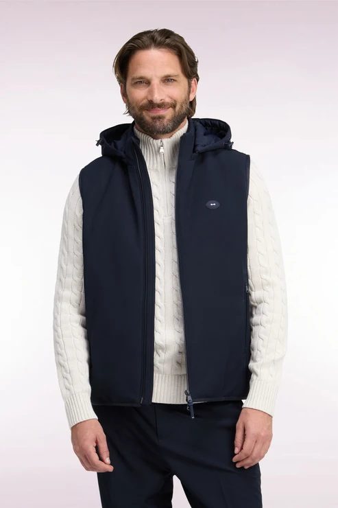 Featured image for “Doudoune sans manches en nylon technique marine Eden Park”