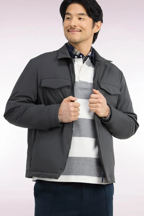 Featured image for “Surchemise en nylon stretch kaki coupe droite Eden Park”