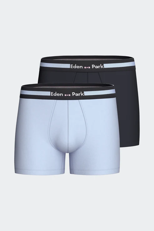 Featured image for “Lot de 2 boxers en jersey de coton stretch marine et ciel Eden Park”