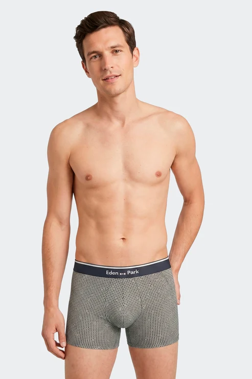 Featured image for “Lot de 2 boxers en jersey de coton stretch unis et imprimés kaki et gris Eden Park”