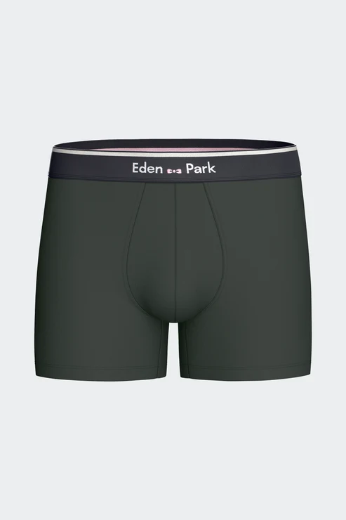 Featured image for “Lot de 2 boxers en jersey de coton stretch unis et imprimés kaki et gris Eden Park”