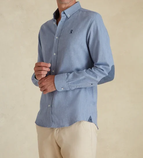 Featured image for “Chemise Slim en flanelle bleu ciel Vicomte Arthur”