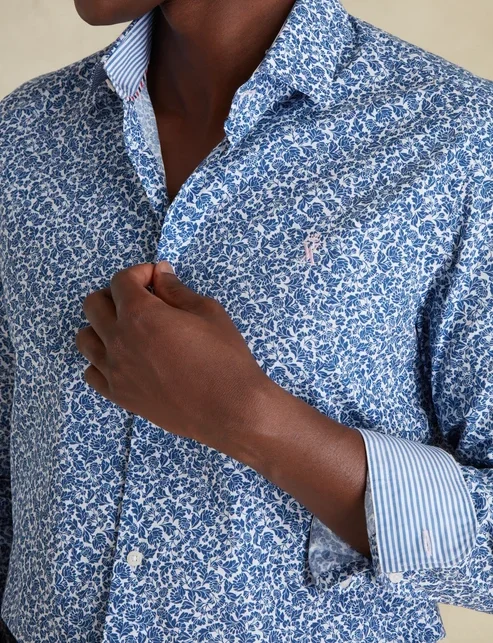 Featured image for “Chemise Slim à Imprimé bleu Vicomte Arthur”