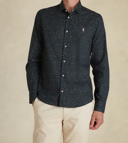 Featured image for “Chemise Slim à Imprimé kaki à fleurs Vicomte Arthur”