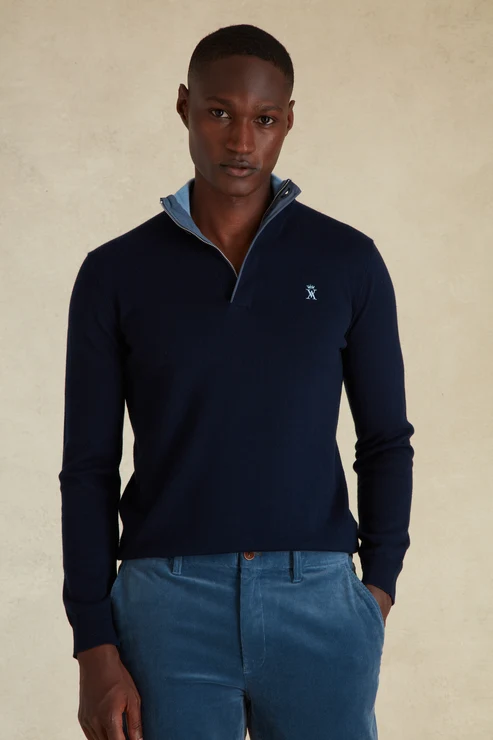 Featured image for “Pull Demi Zippé bleu marine Vicomte Arthur”