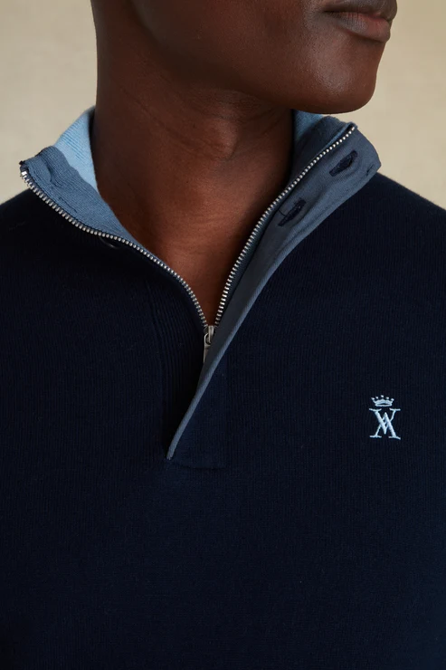 Featured image for “Pull Demi Zippé bleu marine Vicomte Arthur”