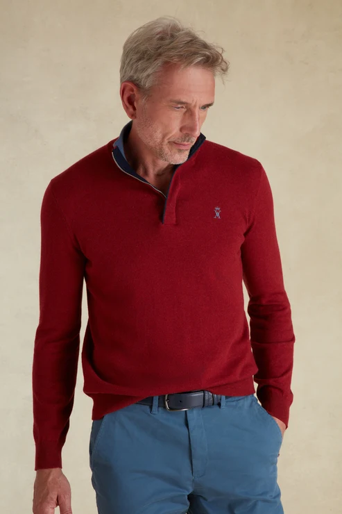 Featured image for “Pull Demi Zippé rouge Vicomte Arthur”
