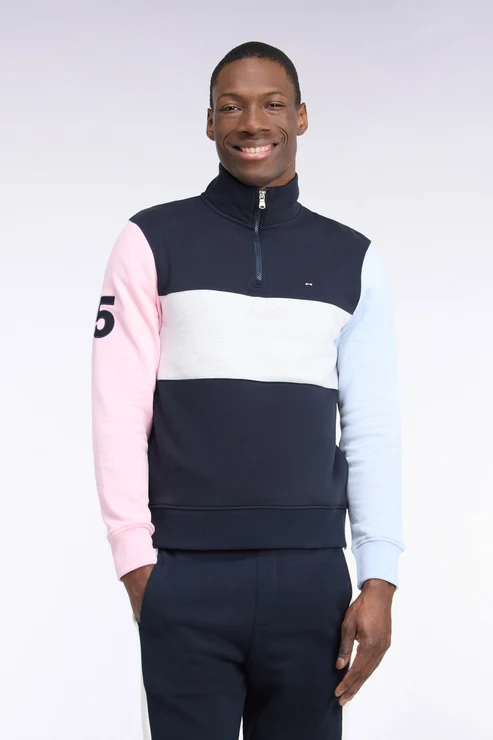 Featured image for “Sweat-shirt coupe droite en coton bleu marine à col camionneur Eden Park”